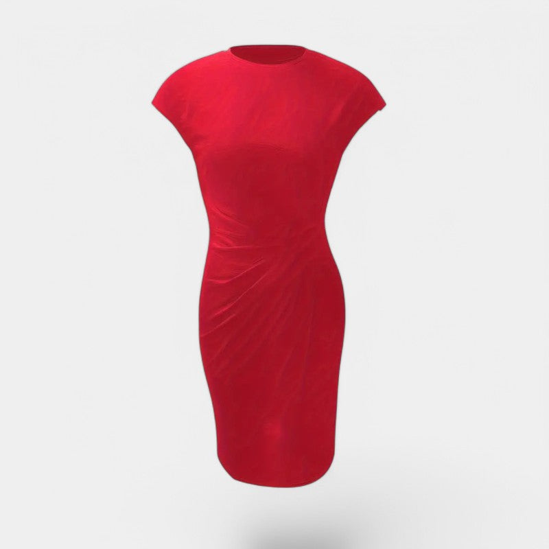 Gleame.-Jurken & Jumpsuits-Gleame Jurk - Elegante jurk met korte mouwen en geplooide taille