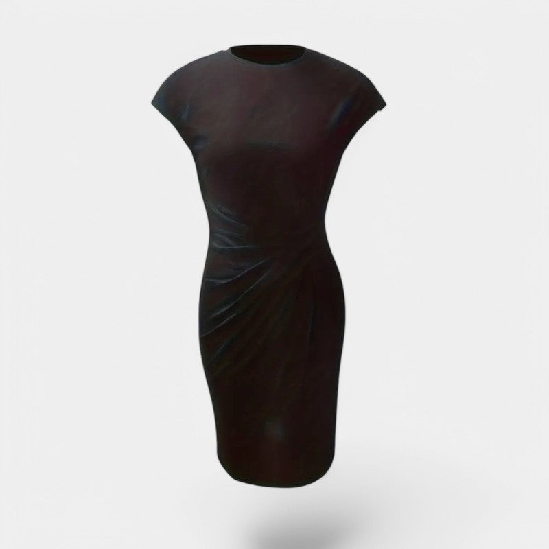 Gleame.-Jurken & Jumpsuits-Gleame Jurk - Elegante jurk met korte mouwen en geplooide taille