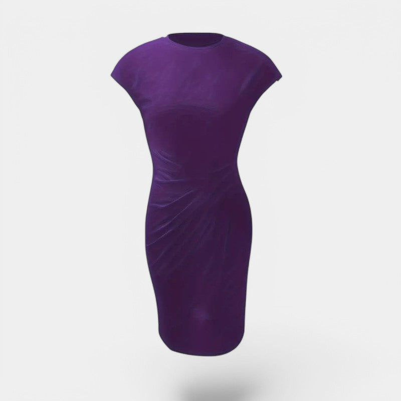 Gleame.-Jurken & Jumpsuits-Gleame Jurk - Elegante jurk met korte mouwen en geplooide taille