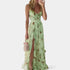 Gleame.-Jurken & Jumpsuits-Gleame Jurk - Elegante maxi-jurk met bloemenprint en hoge split