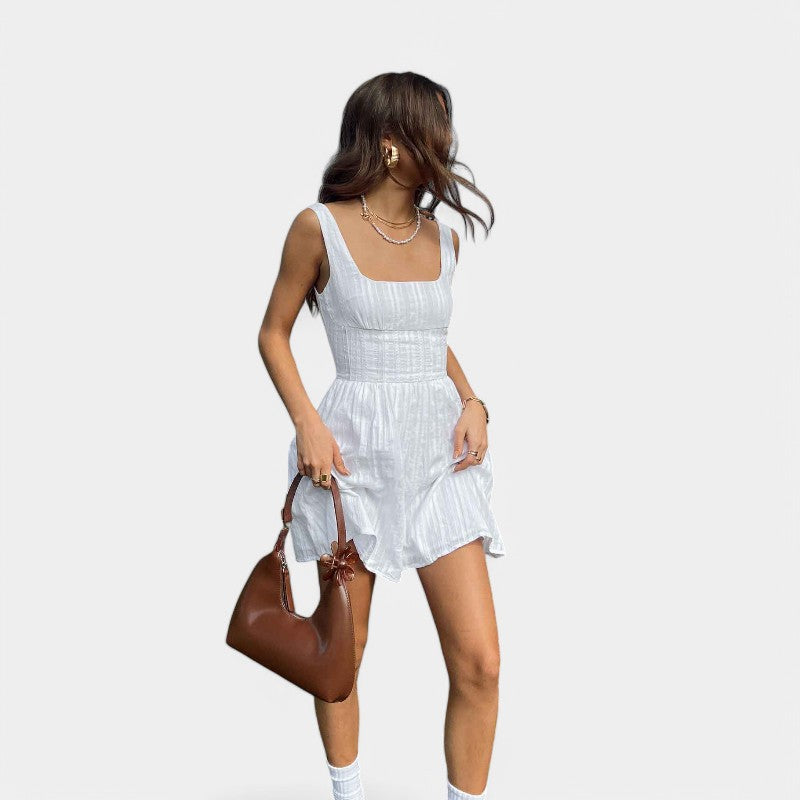 Gleame.-Jurken & Jumpsuits-Gleame Jurk - Elegante witte mini jurk voor avondfeest