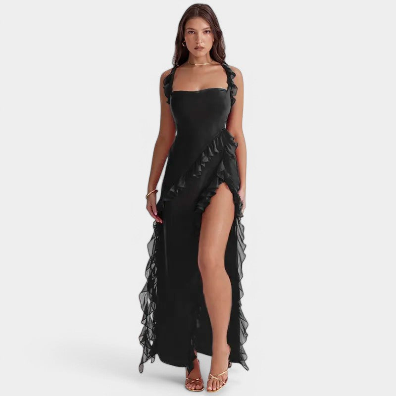 Gleame Lange Jurk - Sexy geplooide zomerjurk voor dames met hoge split