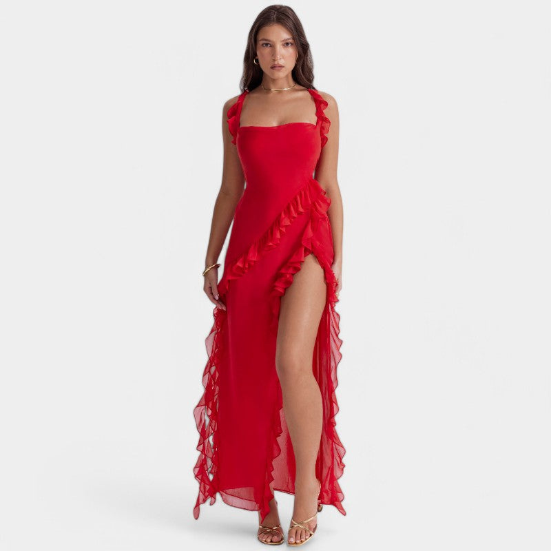 Gleame Lange Jurk - Sexy geplooide zomerjurk voor dames met hoge split