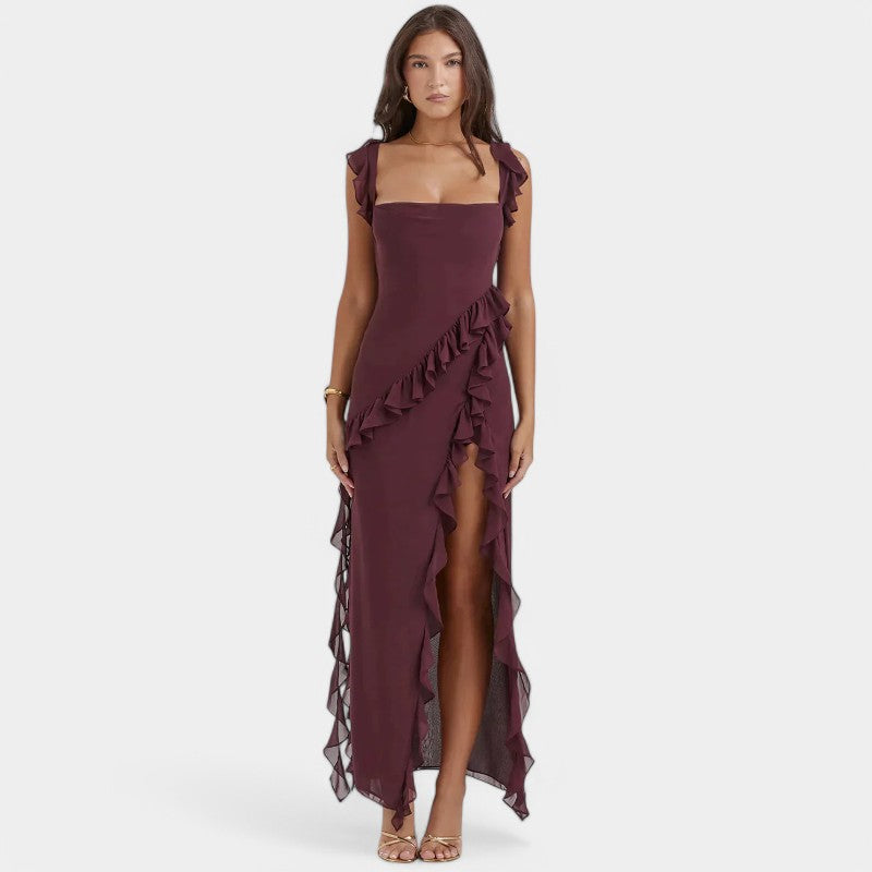Gleame Lange Jurk - Sexy geplooide zomerjurk voor dames met hoge split