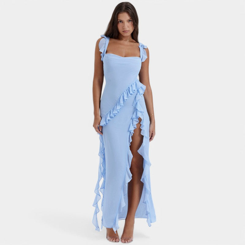 Gleame Lange Jurk - Sexy geplooide zomerjurk voor dames met hoge split