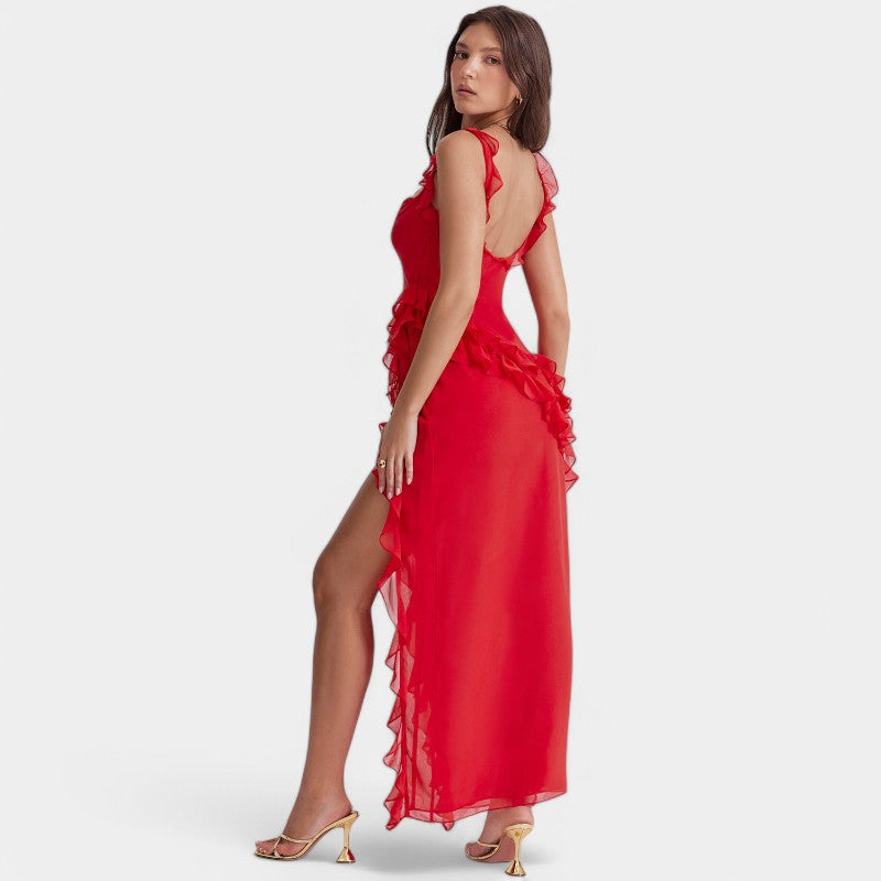 Gleame Lange Jurk - Sexy geplooide zomerjurk voor dames met hoge split
