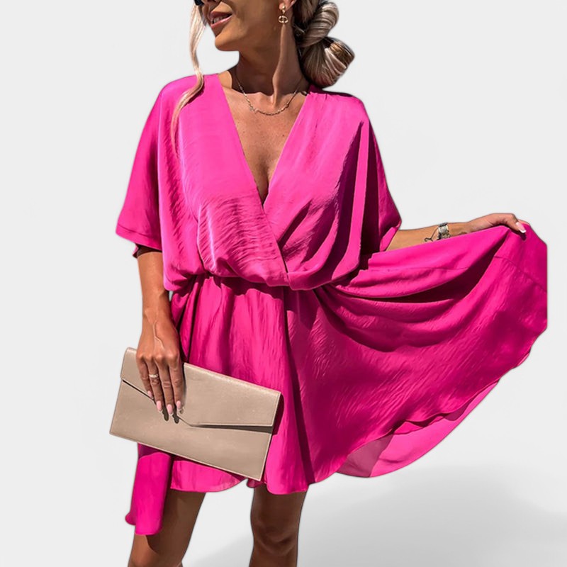Gleame.-Jurken & Jumpsuits-Gleame Jurk - Stijlvolle soepelvallende jurk met V-hals