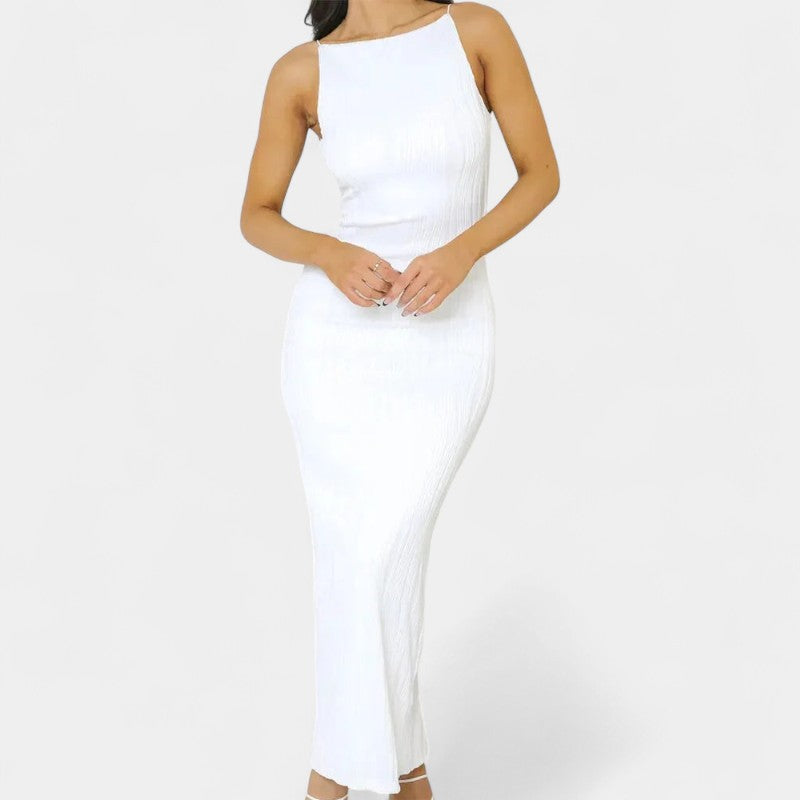 Gleame.-Jurken & Jumpsuits-Gleame Jurk - Vrouwelijke mouwloze slanke lange jurk