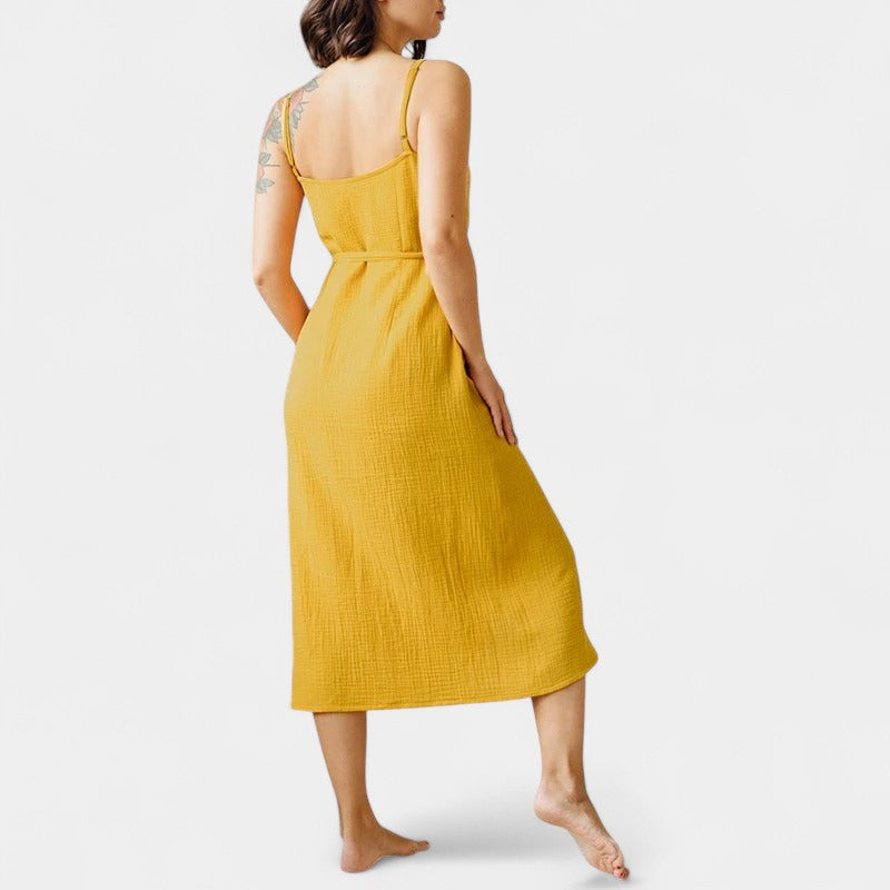 Gleame.-Jurken & Jumpsuits-Gleame Jurk - Vrouwen V-hals katoen jurk voor de zomer