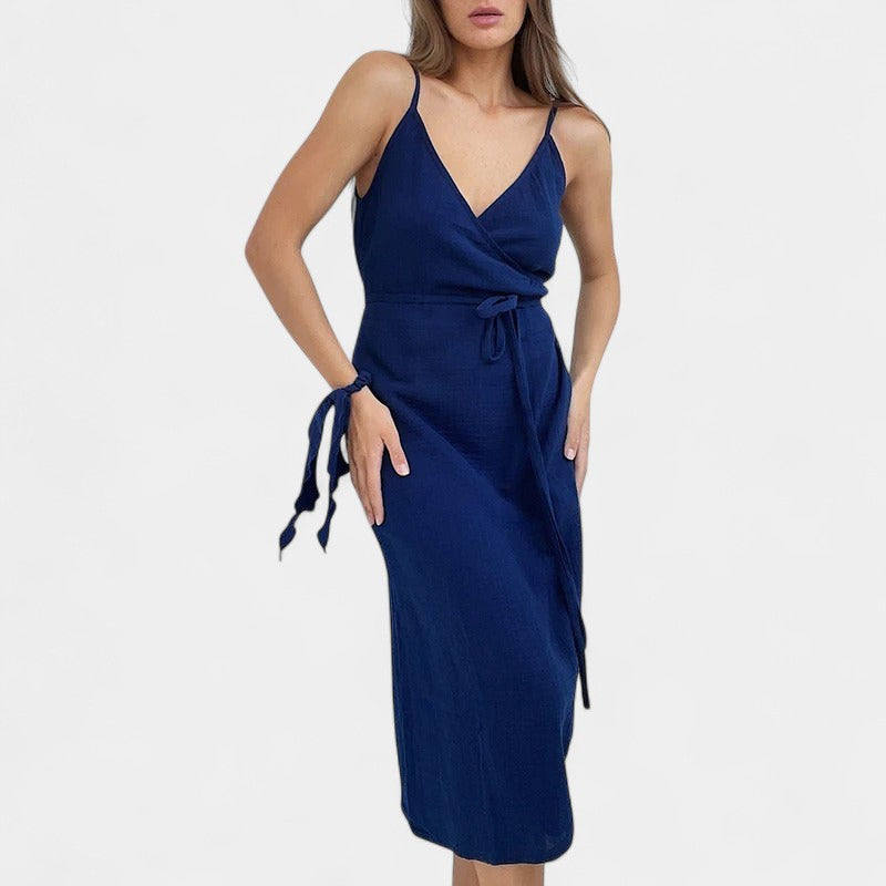 Gleame.-Jurken & Jumpsuits-Gleame Jurk - Vrouwen V-hals katoen jurk voor de zomer