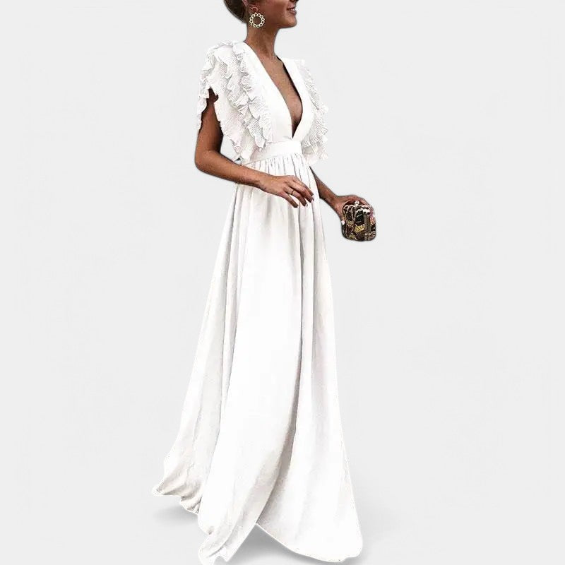 Gleame.-Jurken & Jumpsuits-Gleame Maxi Jurk - Elegant maxi avondjurk met ruffles
