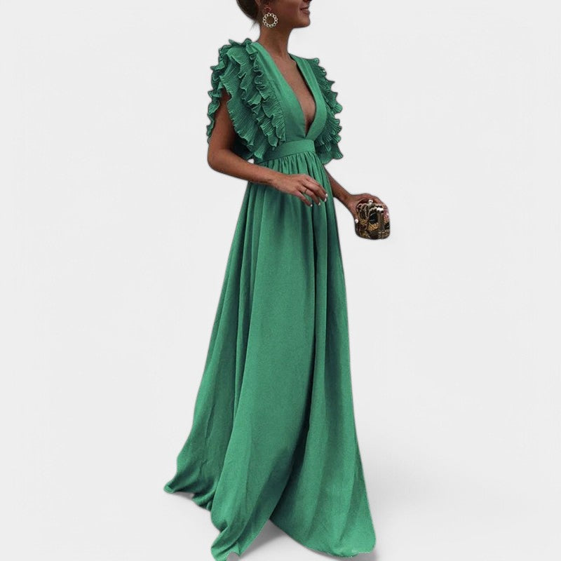 Gleame.-Jurken & Jumpsuits-Gleame Maxi Jurk - Elegant maxi avondjurk met ruffles