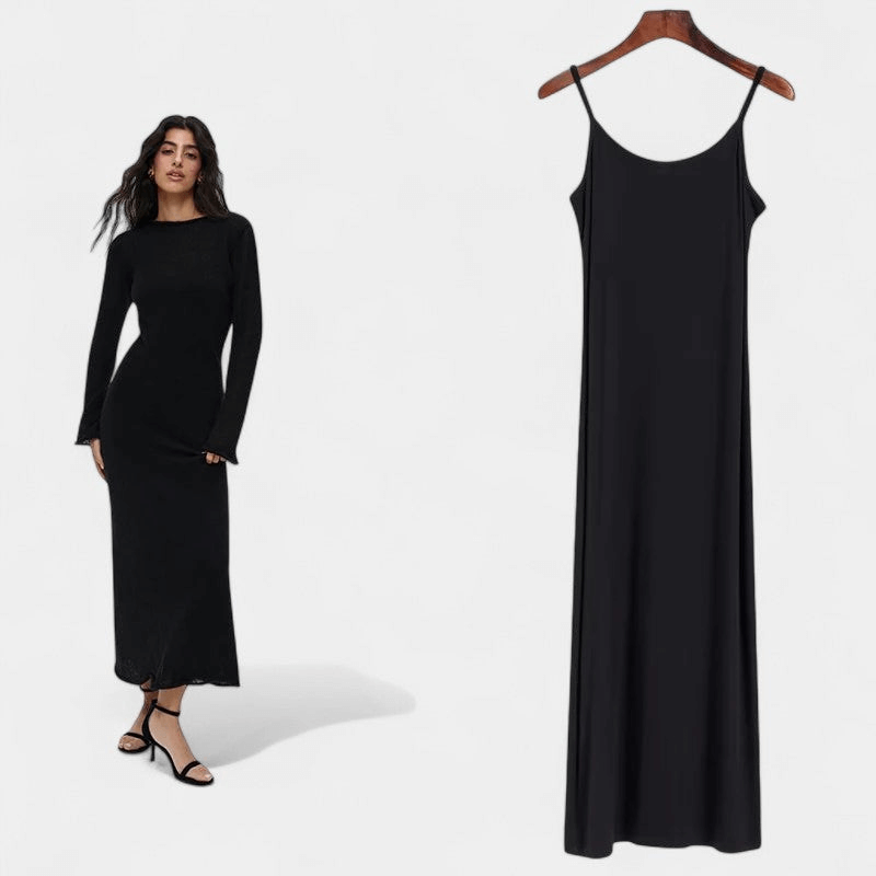 Gleame Maxi Jurk - Vrouwelijke gebreide casual set van lange jurk en trui