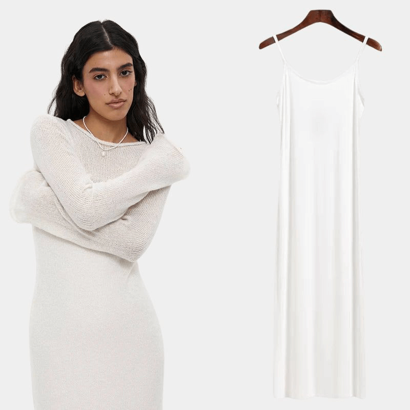 Gleame Maxi Jurk - Vrouwelijke gebreide casual set van lange jurk en trui