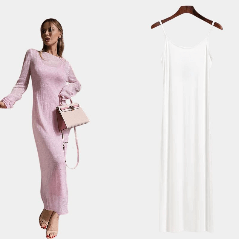 Gleame Maxi Jurk - Vrouwelijke gebreide casual set van lange jurk en trui