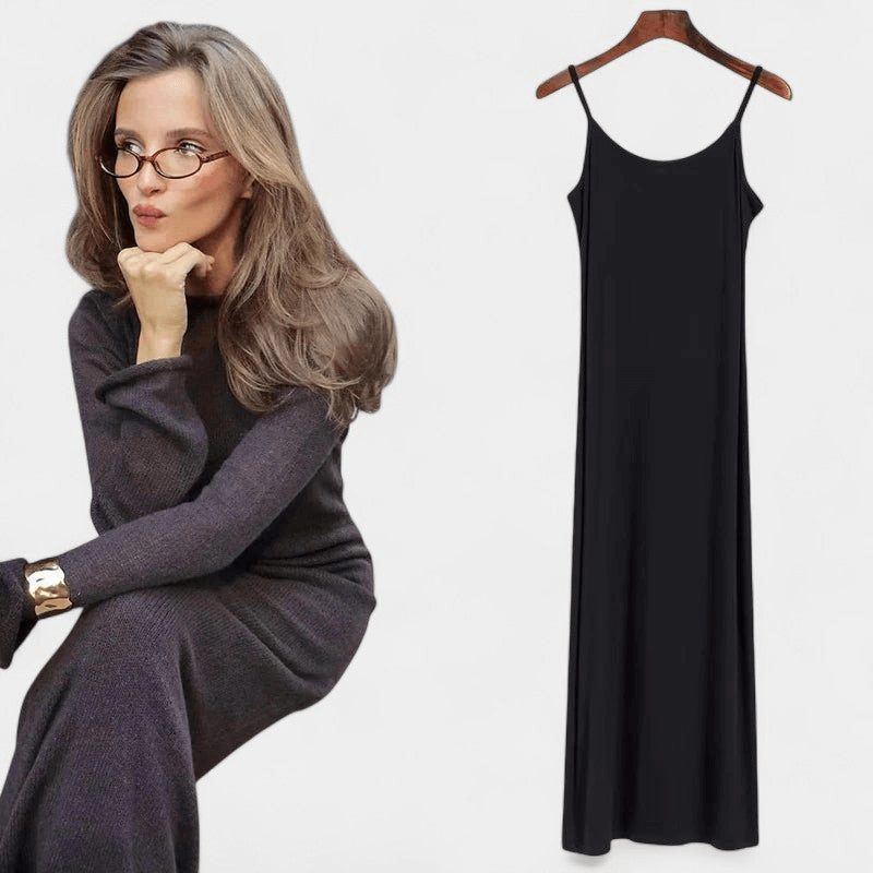 Gleame Maxi Jurk - Vrouwelijke gebreide casual set van lange jurk en trui