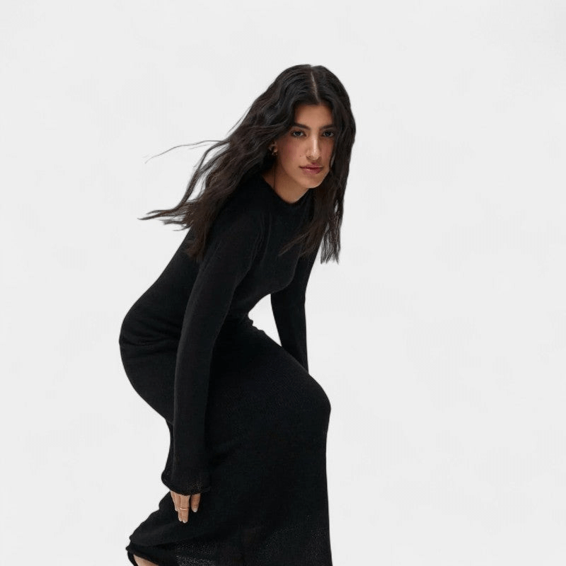 Gleame Maxi Jurk - Vrouwelijke gebreide casual set van lange jurk en trui