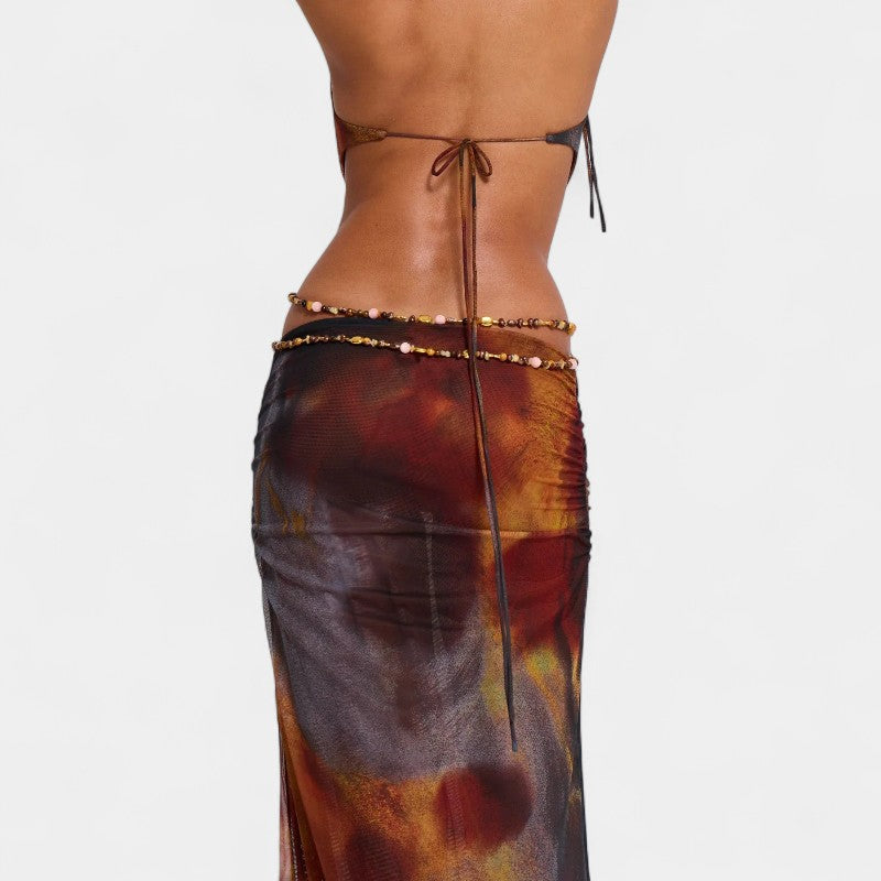 Gleame.-Jurken & Jumpsuits-Gleame Maxi-jurk - Dames maxi-jurk met spaghettibandjes en off-waist taille