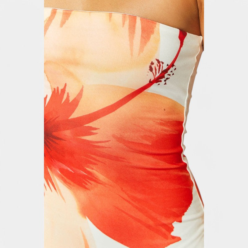 Gleame.-Jurken & Jumpsuits-Gleame Maxi jurk - Elegante witte bloemenprint maxi jurk