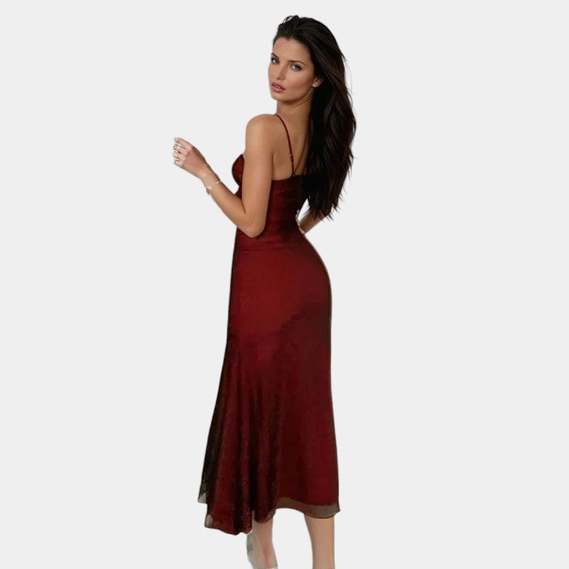 Gleame High-End Bodycon Dress - Lange strakke jurk met spaghetti bandjes