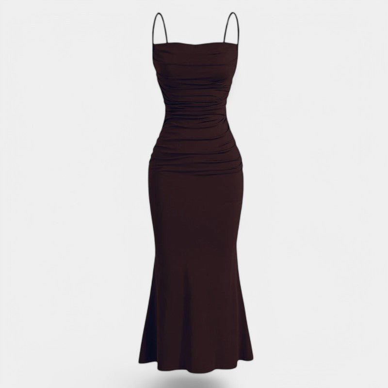 Gleame.-Jurken & Jumpsuits-Gleame Maxi jurk - Fitting slim spaghetti band met mermaid zoom