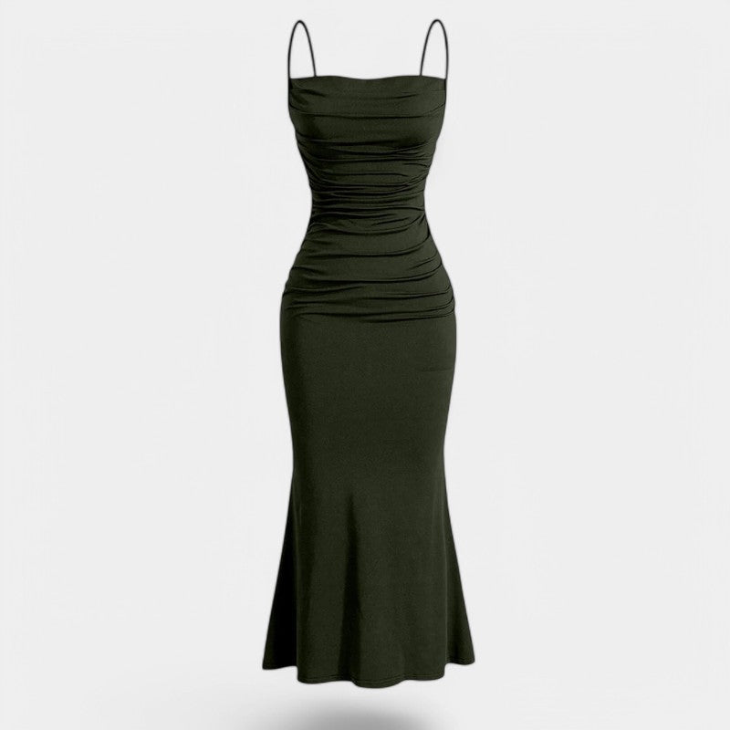 Gleame.-Jurken & Jumpsuits-Gleame Maxi jurk - Fitting slim spaghetti band met mermaid zoom