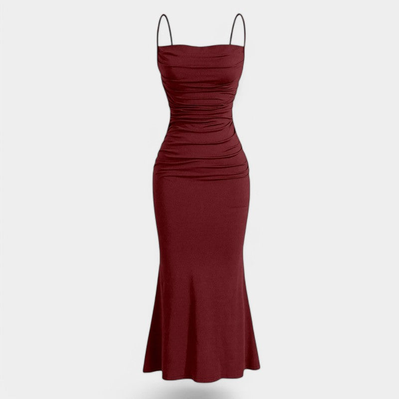 Gleame.-Jurken & Jumpsuits-Gleame Maxi jurk - Fitting slim spaghetti band met mermaid zoom