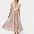 Gleame.-Jurken & Jumpsuits-Gleame Maxi-jurk - Geplooide maxi-jurk met V-hals voor elegante stijlen