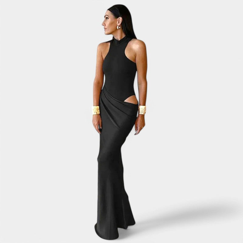 Gleame.-Jurken & Jumpsuits-Gleame Maxi-jurk - Sexy satijnen jurk met hoge taille
