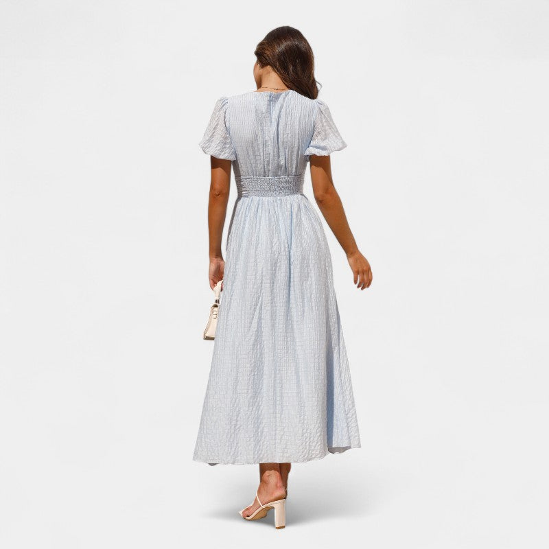 Gleame.-Jurken & Jumpsuits-Gleame Maxi jurk - V-hals maxi jurk voor dames in trendy kleuren