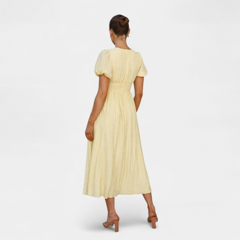 Gleame.-Jurken & Jumpsuits-Gleame Maxi jurk - V-hals maxi jurk voor dames in trendy kleuren