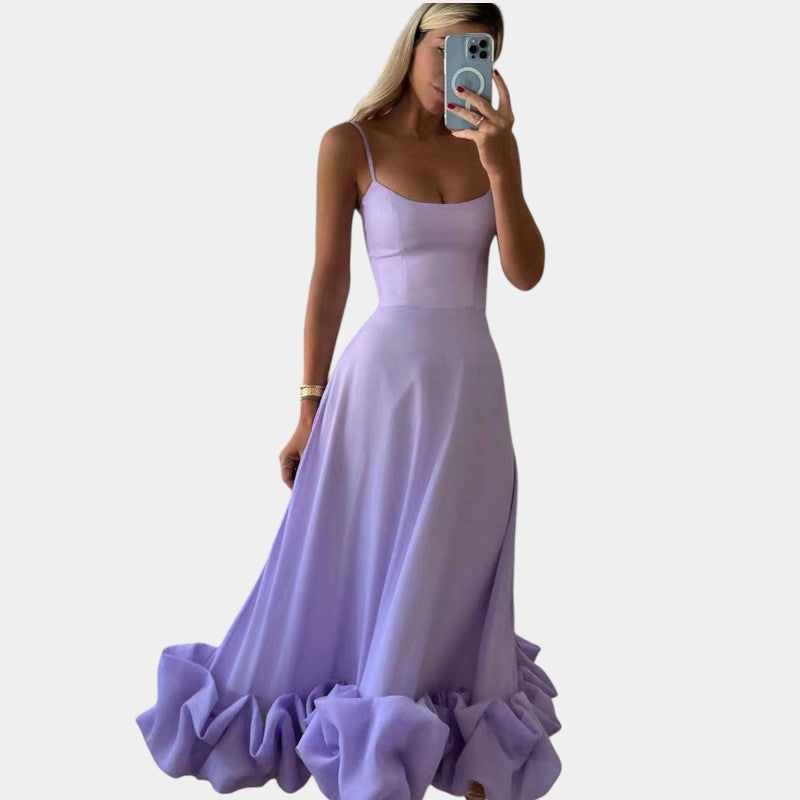 Gleame.-Jurken & Jumpsuits-Gleame Midi Jurk - Elegante midi-avondjurk met ruches