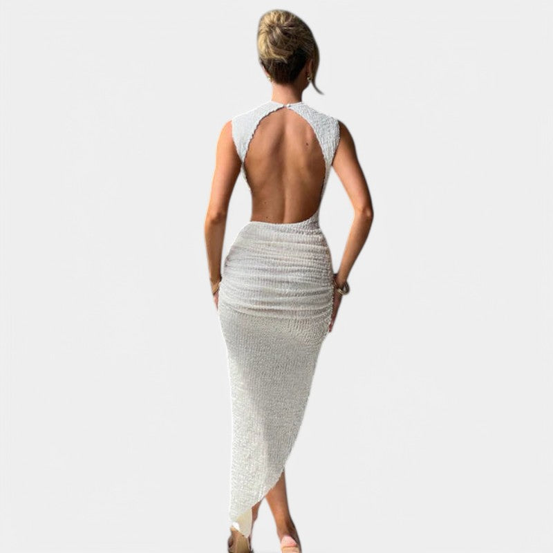 Gleame.-Jurken & Jumpsuits-Gleame Midi jurk - Sexy mouwloze backless bodycon jurk