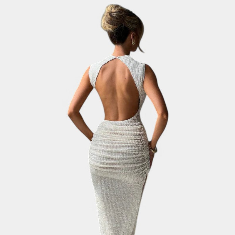 Gleame.-Jurken & Jumpsuits-Gleame Midi jurk - Sexy mouwloze backless bodycon jurk