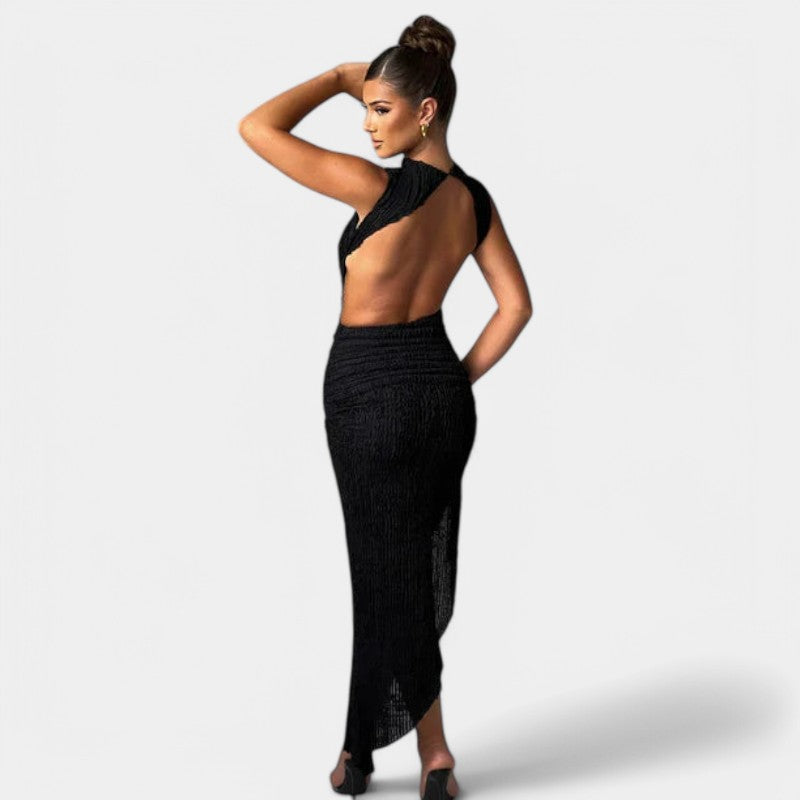 Gleame.-Jurken & Jumpsuits-Gleame Midi jurk - Sexy mouwloze backless bodycon jurk
