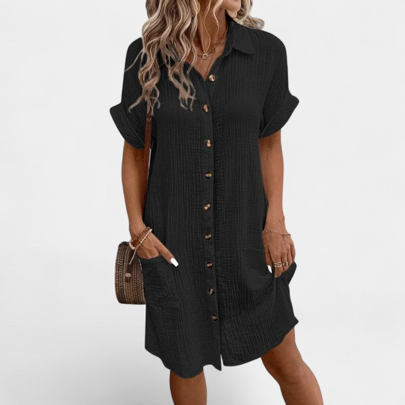 Gleame.-Jurken & Jumpsuits-Gleame Shirt - Casual V-hals button shirt voor dames