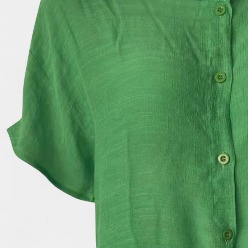 Gleame.-Jurken & Jumpsuits-Gleame Shirt - Vrouwelijke korte mouwen losse effen shirt