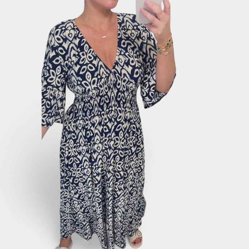 Gleame.-Jurken & Jumpsuits-Gleame V-Neck Maxi Dress - Elegant maxi jurk voor elke gelegenheid