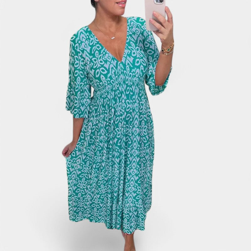 Gleame.-Jurken & Jumpsuits-Gleame V-Neck Maxi Dress - Elegant maxi jurk voor elke gelegenheid