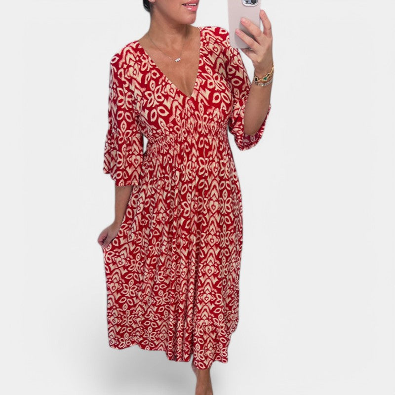 Gleame.-Jurken & Jumpsuits-Gleame V-Neck Maxi Dress - Elegant maxi jurk voor elke gelegenheid