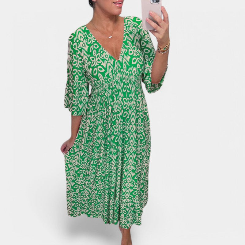 Gleame.-Jurken & Jumpsuits-Gleame V-Neck Maxi Dress - Elegant maxi jurk voor elke gelegenheid