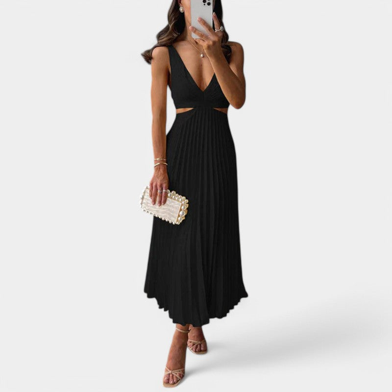 Gleame.-Jurken & Jumpsuits-Gleame jurk - Elegante plissé satijnen jurk voor vrouwen