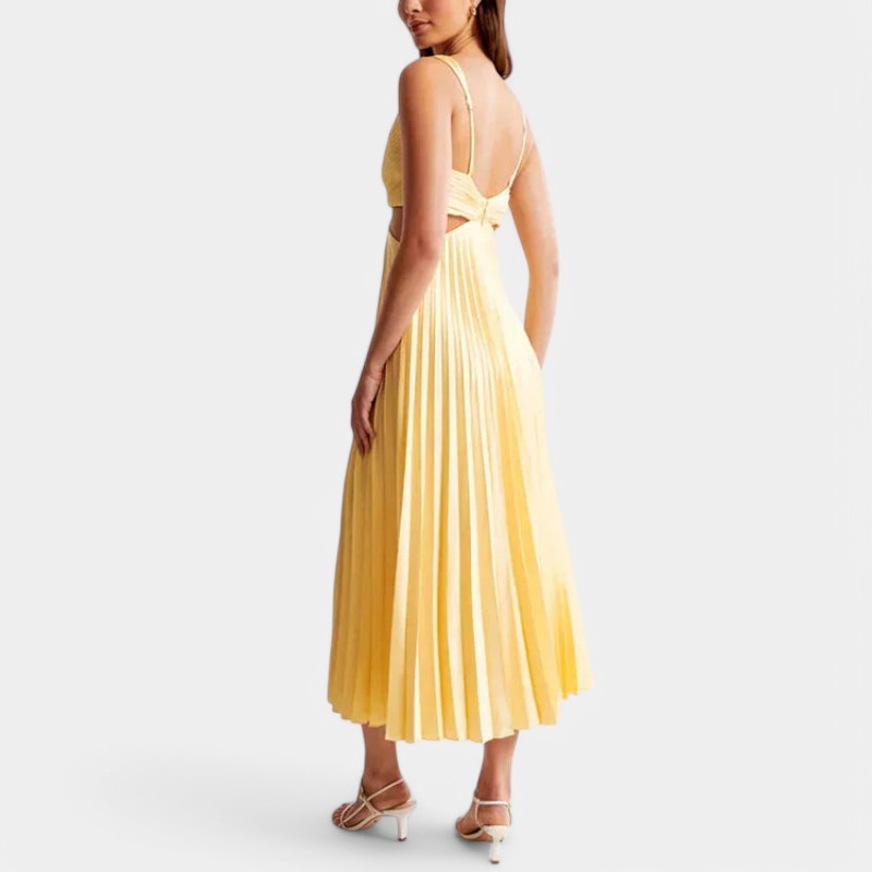 Gleame.-Jurken & Jumpsuits-Gleame jurk - Elegante plissé satijnen jurk voor vrouwen