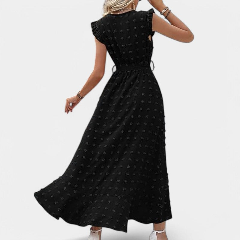 Gleame.-Jurken & Jumpsuits-Gleame jurk - Nieuwe dames zomer jurk met V-hals en ruffles