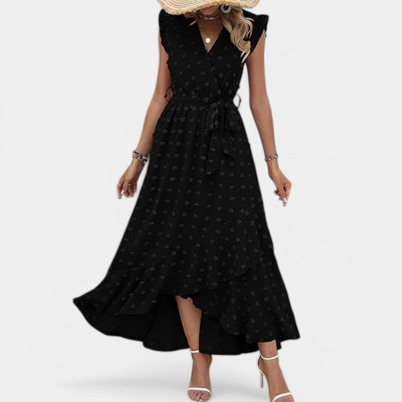 Gleame.-Jurken & Jumpsuits-Gleame jurk - Nieuwe dames zomer jurk met V-hals en ruffles