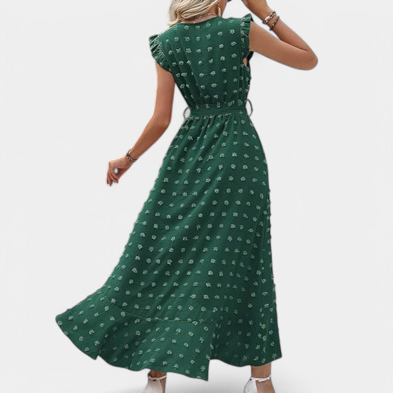 Gleame.-Jurken & Jumpsuits-Gleame jurk - Nieuwe dames zomer jurk met V-hals en ruffles