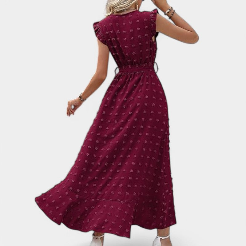 Gleame.-Jurken & Jumpsuits-Gleame jurk - Nieuwe dames zomer jurk met V-hals en ruffles