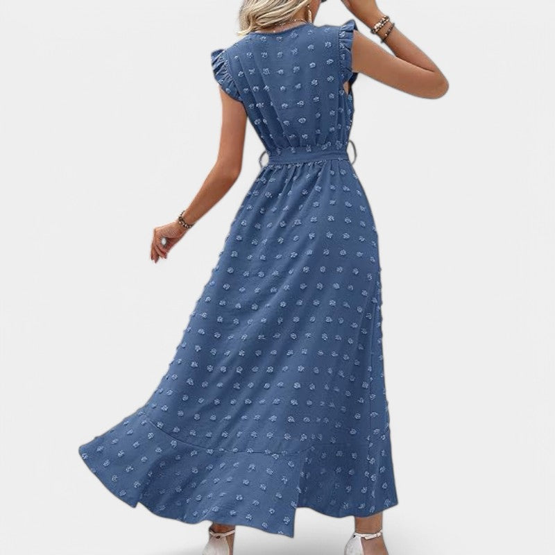 Gleame.-Jurken & Jumpsuits-Gleame jurk - Nieuwe dames zomer jurk met V-hals en ruffles