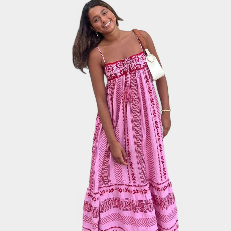 Gleame.-Jurken & Jumpsuits-Gleame jurk - Vrouwelijke zomerse mouwloze jurk met vloeiend ontwerp