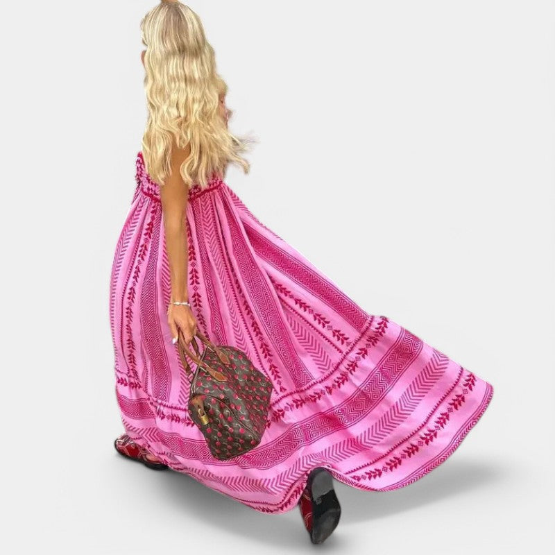 Gleame.-Jurken & Jumpsuits-Gleame jurk - Vrouwelijke zomerse mouwloze jurk met vloeiend ontwerp